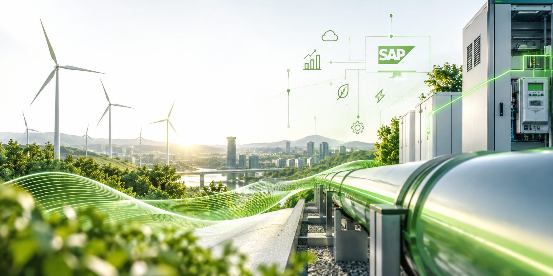 Energy infrastructure, wind turbines and SAP-connected processes